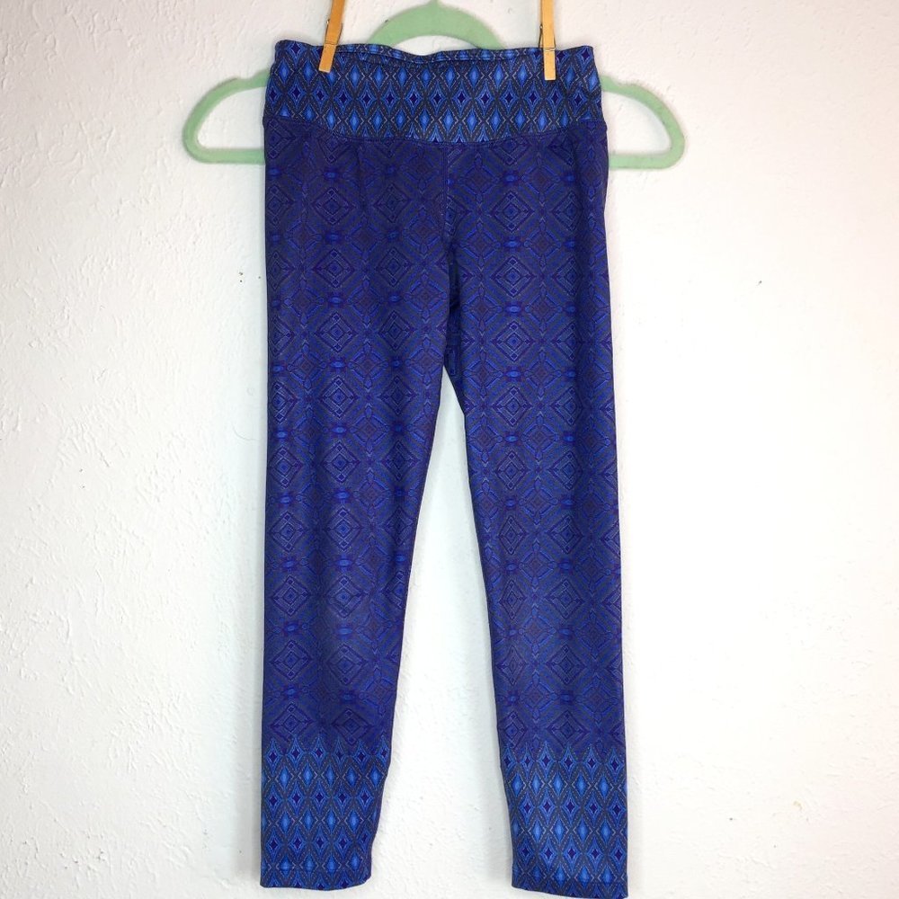 PrAna women's XS blue/gray geometric capris.